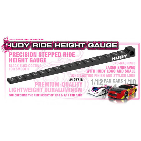 RIDE HEIGHT GAUGE STEPPED 1/10 & 1/12 PAN CARS - 107718 - HUDY