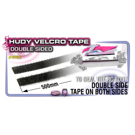 VELCRO TAPE WITH DOUBLE SIDED TAPE 8x500MM - 107872 - HUDY