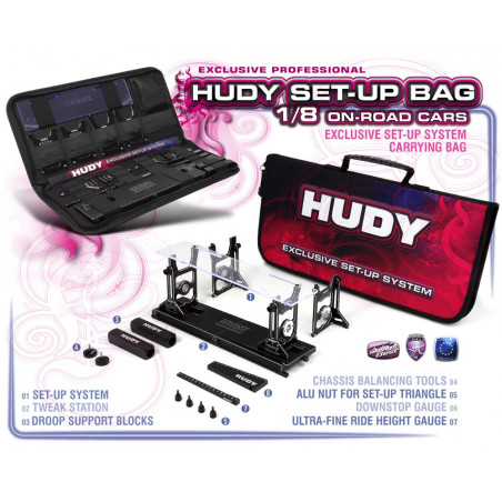 COMPLETE SET OF SET-UP TOOLS + CARRYING BAG - FOR 1/8 ON-ROAD CARS - 