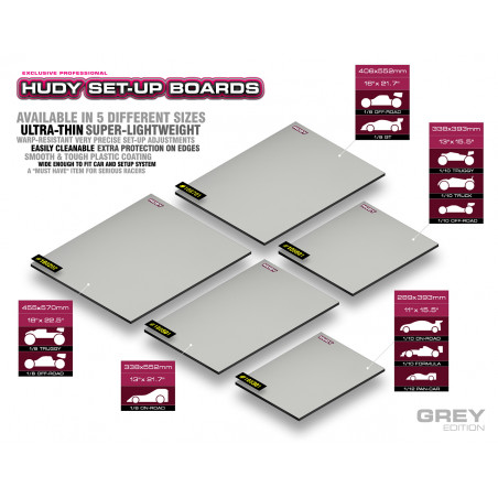 FLAT SET-UP BOARD 1/10 & 1/12 ON-ROAD - LIGHTWEIGHT - GREY - 108301 -