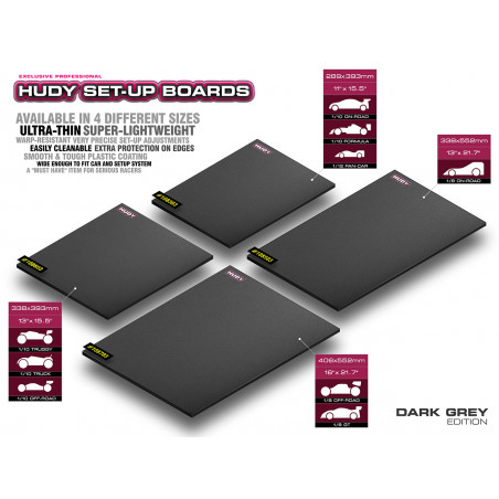 FLAT SET-UP BOARD 1/10-1/12 ON-ROAD LIGHT - DARK GREY - HUDY - 108303