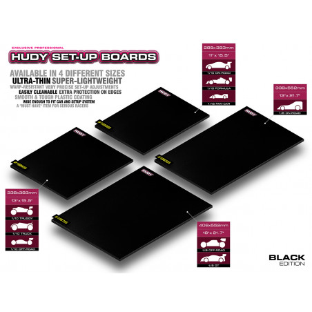 FLAT SET-UP BOARD FOR 1/8 OFF-ROAD & GT - BLACK - HUDY - 108705