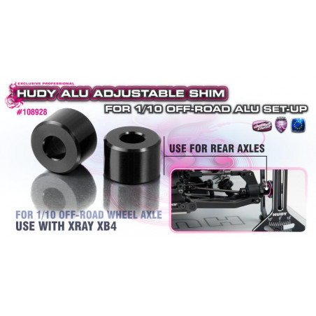 ALU ADJ. 4MM SHIM FOR 1/10 OFF-ROAD ALU SET-UP - XRAY XB4 (2) - 10892