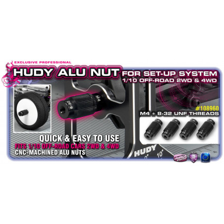 ALU NUT FOR 1/10 OFF-ROAD SET-UP SYSTEM (4) - 108960 - HUDY