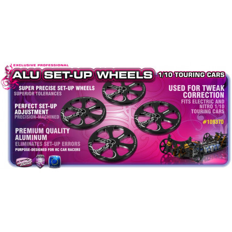 ALU SET-UP WHEEL FOR 1/10 RUBBER TIRES (4) - 109370 - HUDY