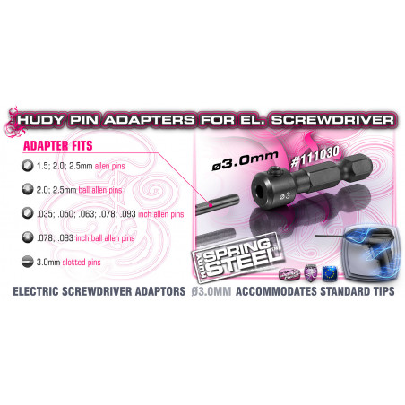 PIN ADAPTER 3.0MM FOR EL. SCREWDRIVER - 111030 - HUDY