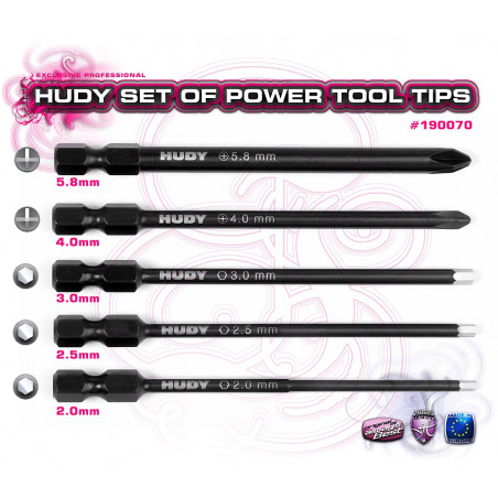 SET OF POWER TOOL TIPS 2.0, 2.5, 3.00MM + 4.0, 5.8 PHILLIPS - 190070 