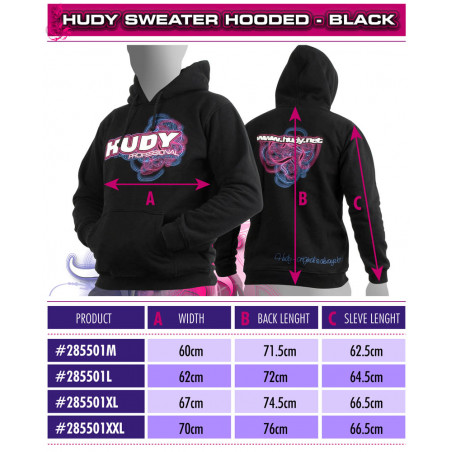 HUDY SWEATER HOODED - BLACK (L) - HUDY - 285501L