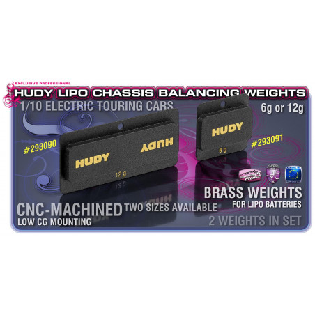 HUDY LIPO CHASSIS BALANCING WEIGHTS 12g - LOW CG (2) - 293090 - HUDY