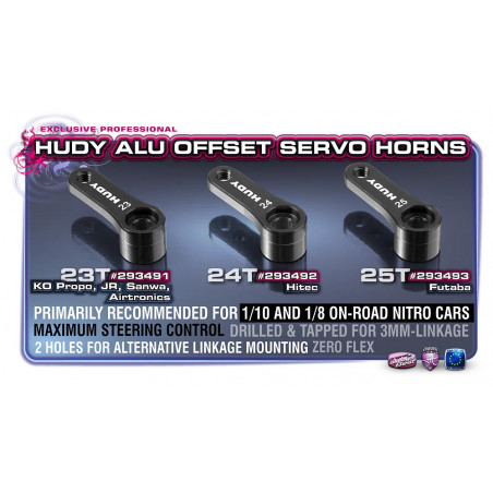 ALU SERVO HORN - HITEC - OFFSET 1-HOLE M3 - 24T - 293492 - HUDY