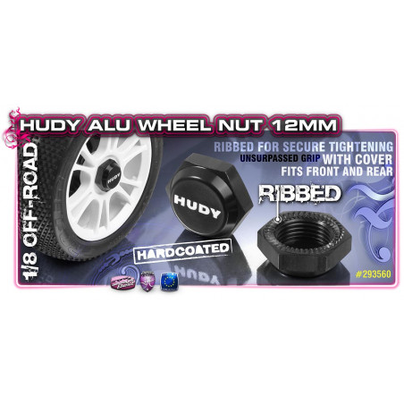 HUDY ALU WHEEL NUT WITH COVER - RIBBED (2) - 293560 - HUDY