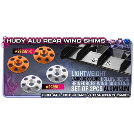 HUDY ALU REAR WING SHIM - ORANGE (2) - 293561-O - HUDY