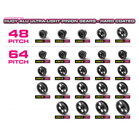 HUDY ALU LIGHT PINION GEAR - HARD COATED -  48T / 64 - HUDY - 294148
