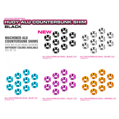 ALU COUNTERSUNK SHIM - BLACK (10) - HUDY - 296510-K