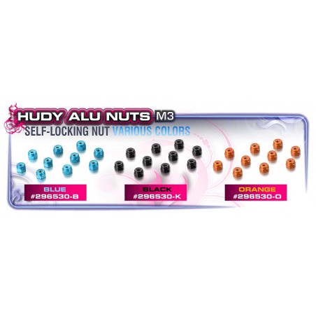 ALU NUT M3 - BLACK (10) - 296530-K - HUDY