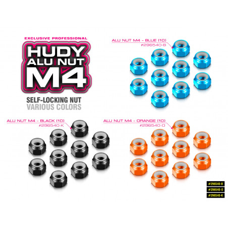 ALU NUT M4 - BLACK (10) - HUDY - 296540-K