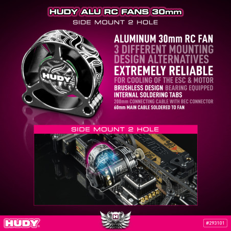 HUDY ALU RC FAN 30MM - SIDE MOUNT 2 HOLE - HUDY - 293101