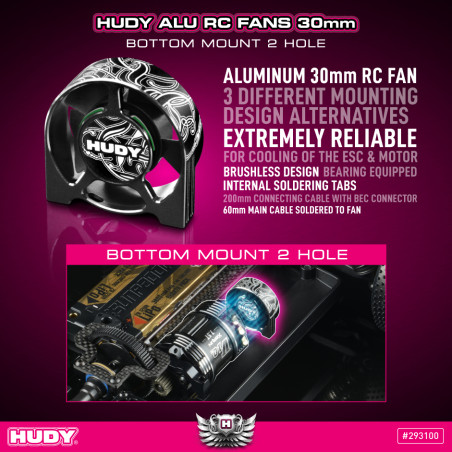 HUDY ALU RC FAN 30MM - BOTTOM MOUNT 2 HOLE - HUDY - 293100